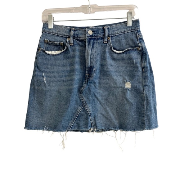 Gap Denim Mini Skirt Raw Hem Women's Size 2 Light Wash Distressed Grunge - Picture 1 of 5